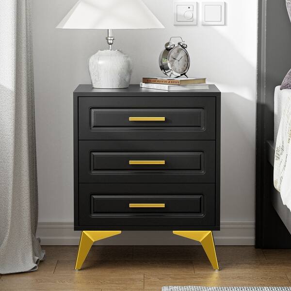 Anmytek 3 Drawers Nightstand Bedside Table Wood Chest of Drawers End Side Table 15.75" D x 19.7